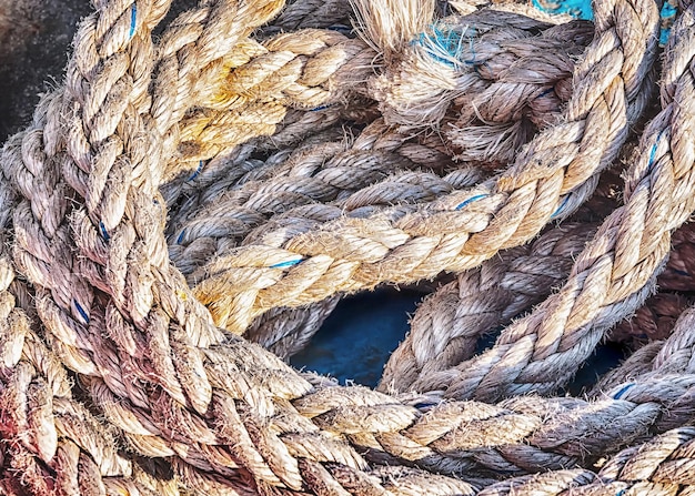 A roll of old ship's ropes toned