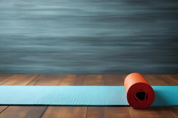 Photo a roll of tape with a blue mat on the floor