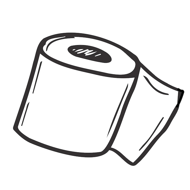 Рулон туалетной бумаги в стиле Doodle Ручная туалетная бумага Векторная иллюстрация изолирована