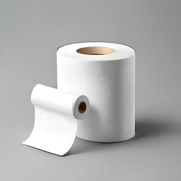 A roll of toilet paper is next to a roll of toilet paper.