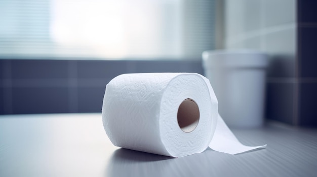 A roll of toilet paper sitting on a bathroom