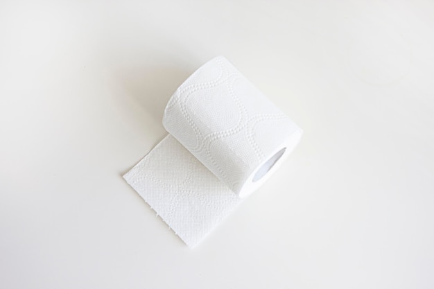 Roll of toilet paper Top view Isolated image Single object