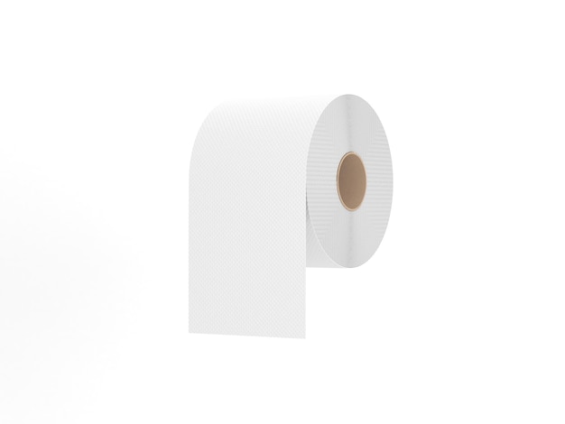 Рулон туалетной бумаги на белом фоне. Паника из-за коронавируса. 3d визуализация