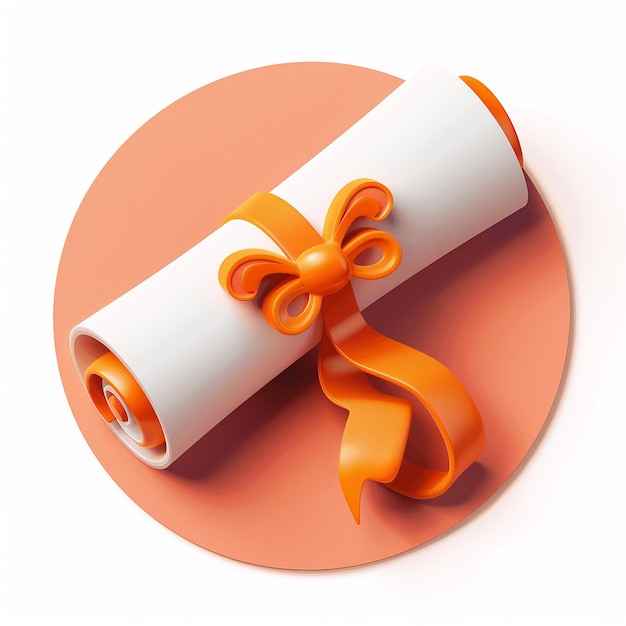 a roll of toilet paper with an orange ribbon on it