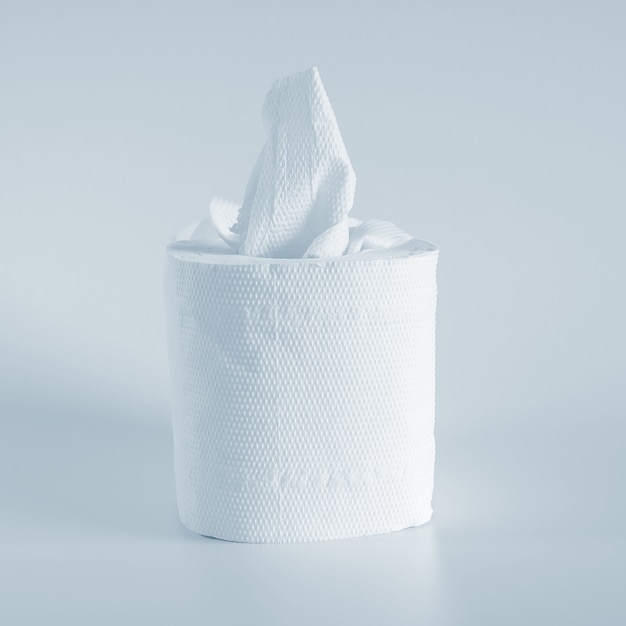 Photo roll of toilet papers on a soft color background