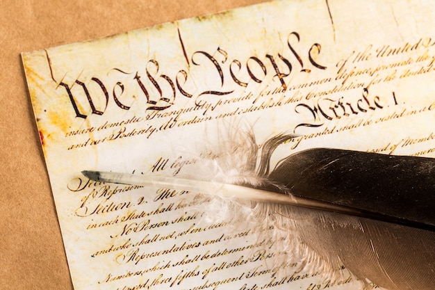 Roll van vintage Amerikaanse grondwet, patriottisme, Fourth of July achtergrond