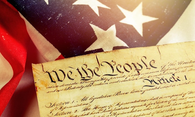 Рулон Винтаж Конституции США, патриотизм, фон четвертого июля