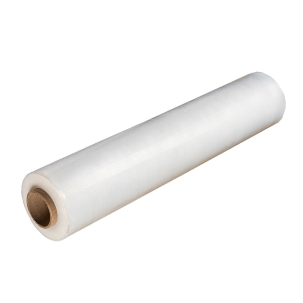 Photo a roll of white plastic that is on a white background