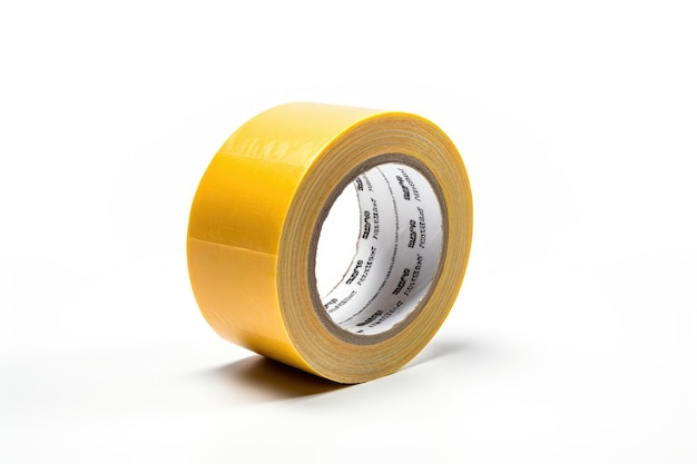 Roll of Yellow Tape on White Background On a Clear PNG or White Background