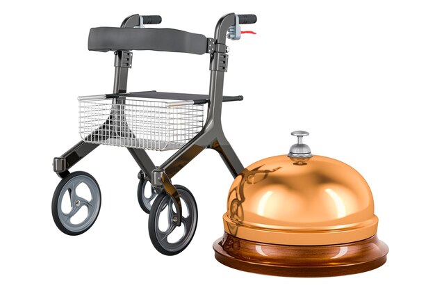Photo rollator for elderly with reception bell 3d rendering