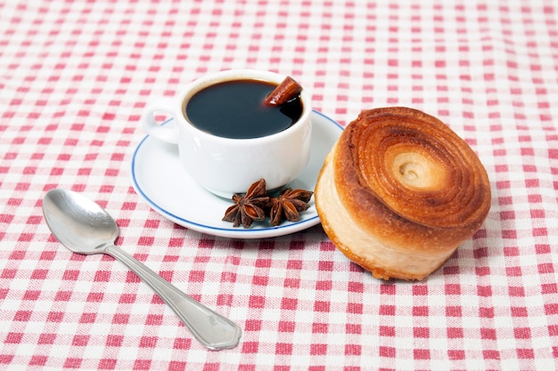 Rolled honey pastries with coffee