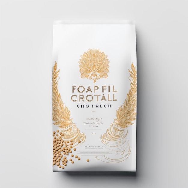 Photo rolled oats oatmeal cereal packaging mockup white bag