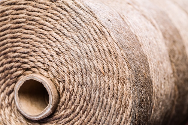 Rolled up brown rope background with core