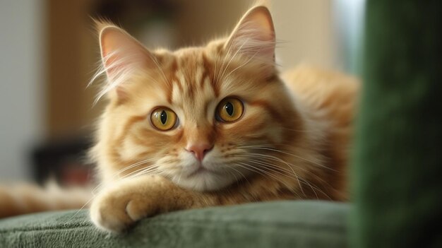 Rollende katten schattige groene ogen kijken