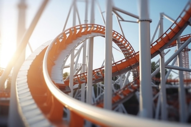 Roller coaster attraction at summer day Generative AI