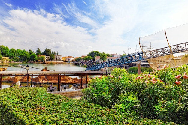 Roller Coaster in funny amusement  park.