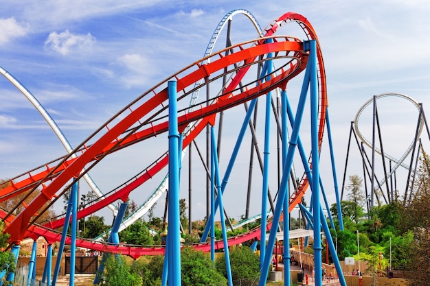 Roller Coaster in funny amusement  park.