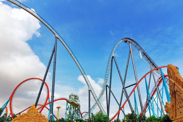 Roller Coaster in funny amusement  park.