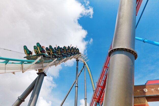Roller Coaster in funny amusement  park.