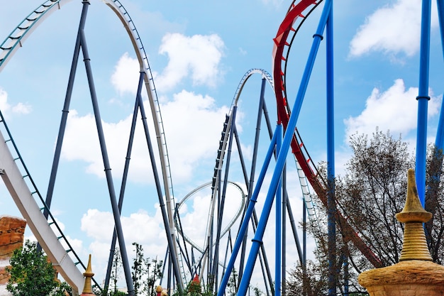 Roller Coaster in funny amusement  park.