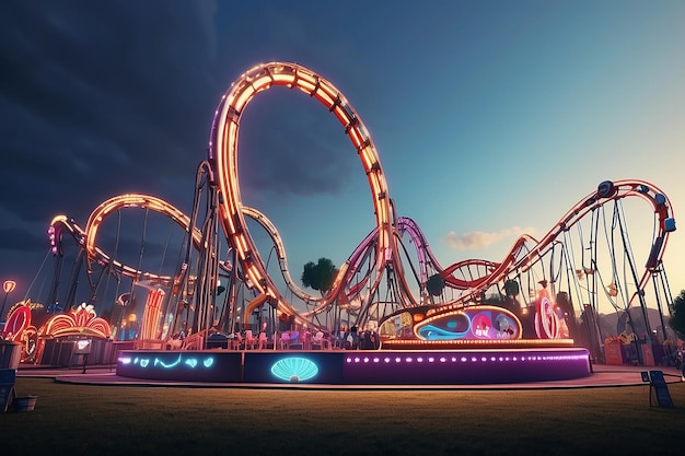 a roller coaster ride at a carnival