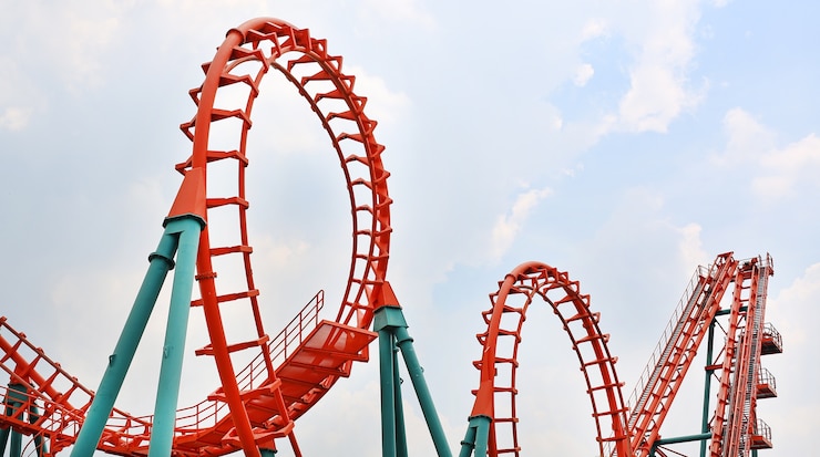 Photo roller coaster track.