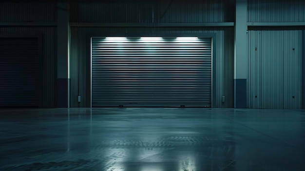 Фото Рольные двери или роликовые жалюзи, используемые для заводского склада или ангара