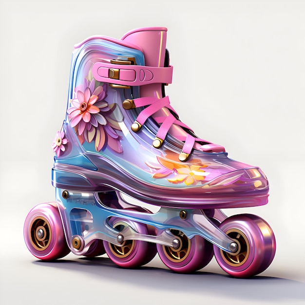 roller skates on wheels on a white background 3d illustration