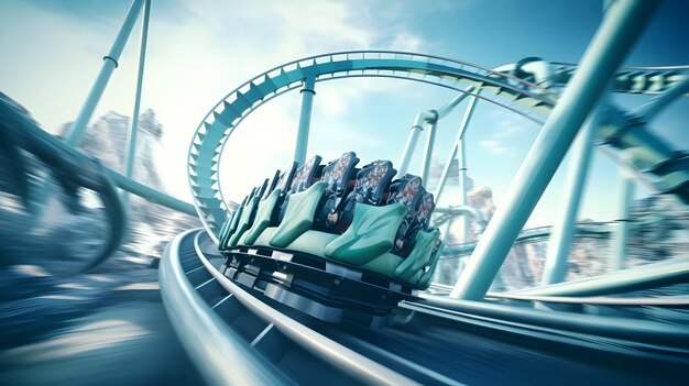 Photo a rollercoaster in action