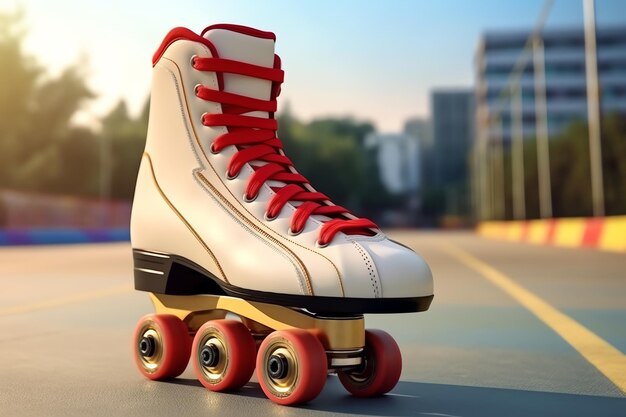 Foto rollerskates op een glad pad