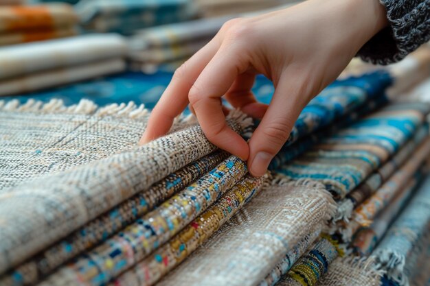 Rolletjes stof en textiel in een winkel of winkel