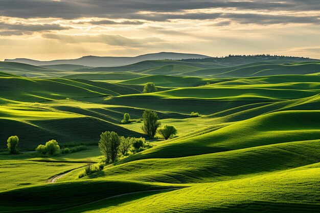 Foto colline ricoperte di erba verde