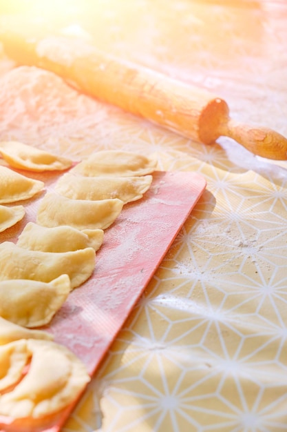 Rolling pin for rolling dough and glued dumplingsHomemade natural food