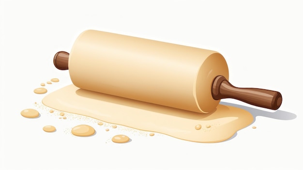 rolling pin with dough isolated on White Background