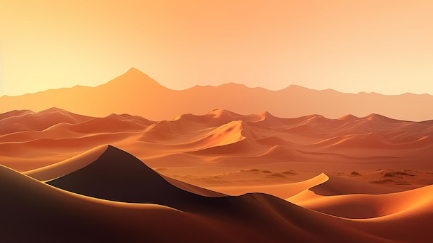 Rolling Sand Dunes met Orange Gradient Sky Wallpaper