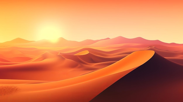 Rolling Sand Dunes met Orange Gradient Sky Wallpaper