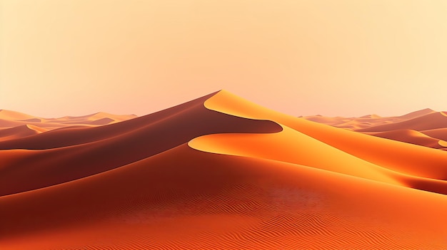 Катящиеся песчаные дюны с оранжевыми градиентными обоями неба