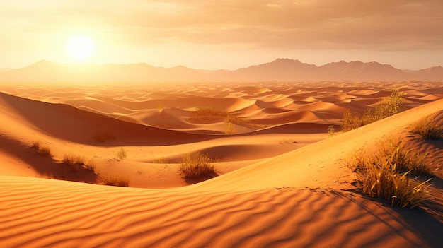 Rolling Sand Dunes with Orange Gradient Sky Wallpaper