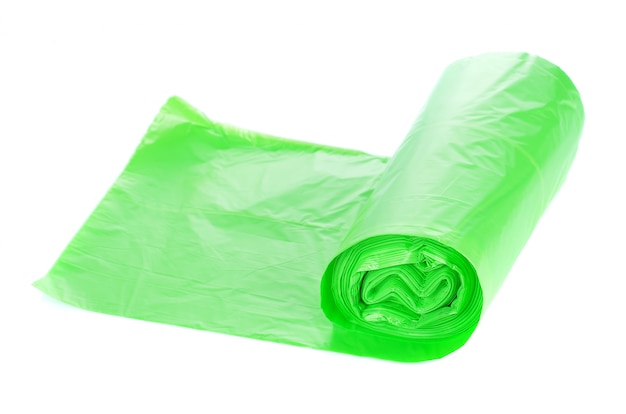 Rolls of garbage bags isolated on white