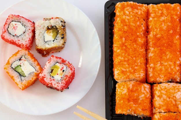 Rolls on a plate closeup