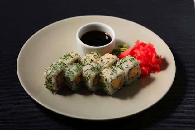 rolls portion serving traditional Japanese cuisine