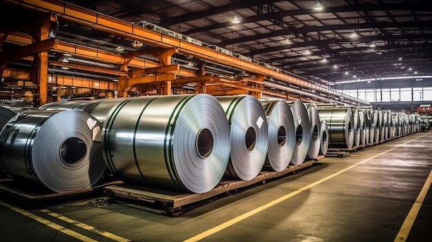 Photo rolls of steel sheet in a warehouse