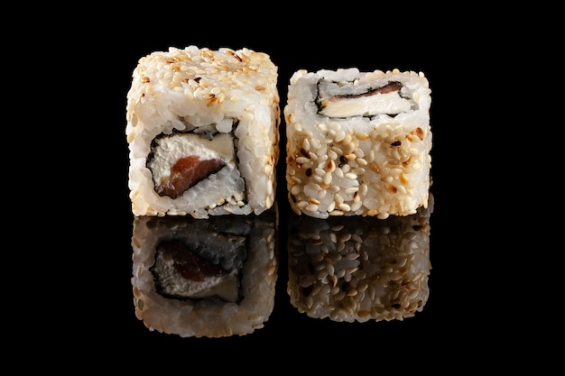 rolls of sushi with different fillings