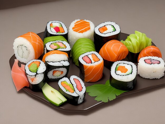 Rolls of sushi with different fillings