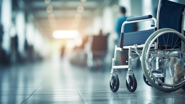 Foto rolstoelen in het ziekenhuis met kopieerruimte op het gebied