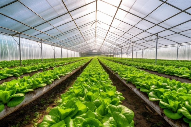 Romaine lettuce growing farm Generate Ai