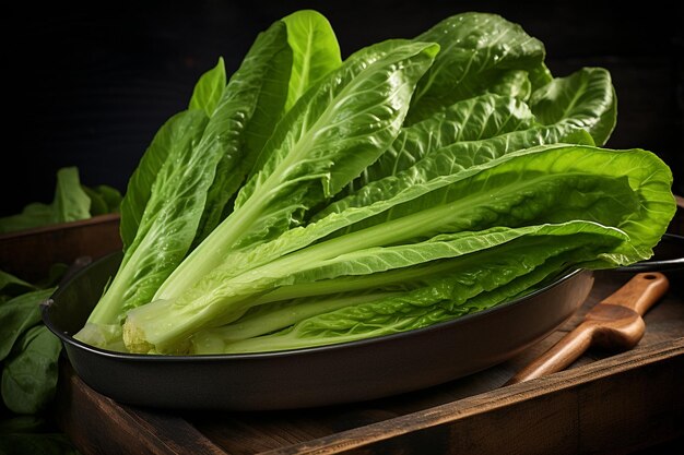 Romaine Lettuce in Vegan Dish Family Dinner