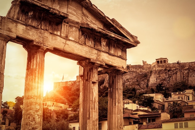 Roman Agora at sunset in summer Athens Greece