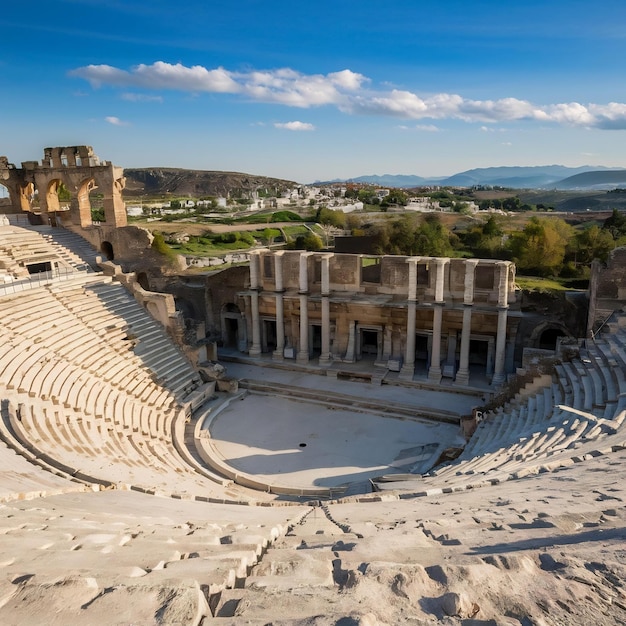 Photo roman amphitheater in the ruins of hierapolis in pamukkale