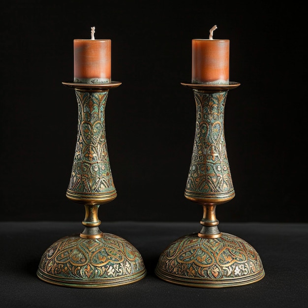 Photo roman bronze work candle holders